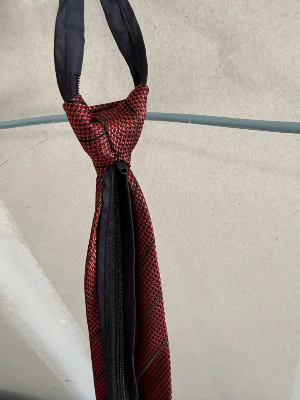 Kids Red Clip-On Tie with Subtle Stripe Pattern
